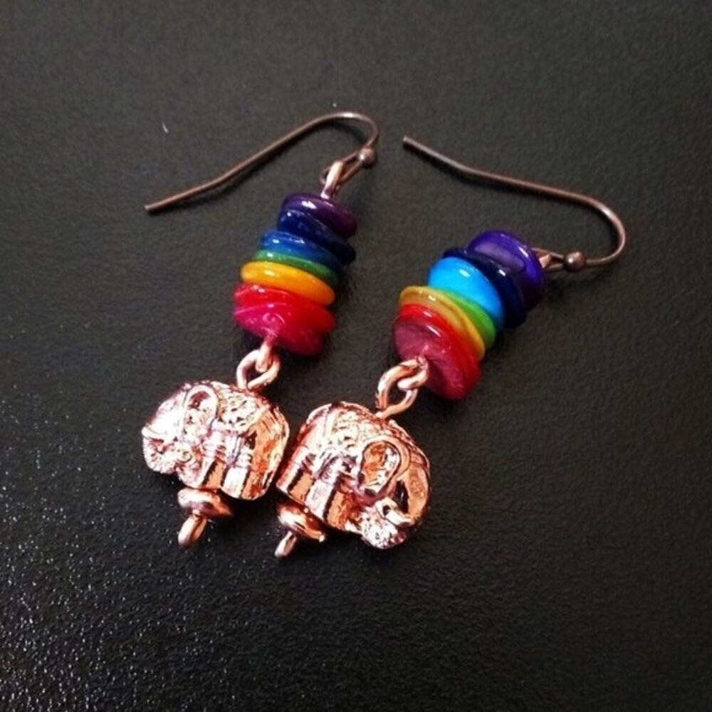 7 Chakras ~ Elephant Lovers ~ Rainbow Colors ~ Unique Earrings